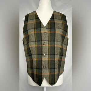 NORTHERN TRADITIONS Wool Blend Green Plaid Academia Preppy Cottage Vest Size M
